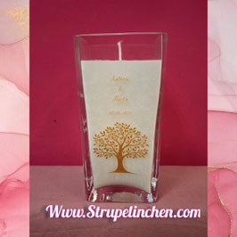 Hochzeitskerze Glas Gravur Baum