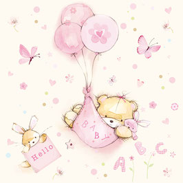 Serviette Baby Teddy rosa