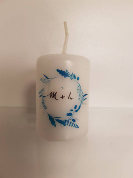 Gastgeschenkerze blaue Ranke