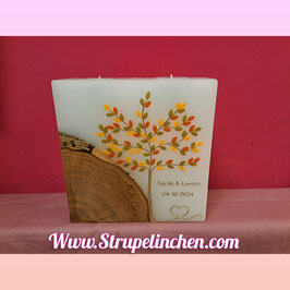 Hochzeitskerze Holz Paraffin Lebensbaum Herbst