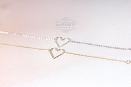 Silber oder Gold Love Armband, gehämmerte Herz