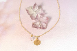 Flower of Life mit Rosenquarz Perle, Halskette