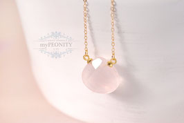 Quarz Tropfen hellrosa Anhänger mit Halskette