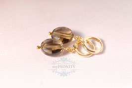 Kleine Rauchquarz Creolen Ohrringe