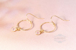 Hoop Rosenquarz Silber Ohrringe