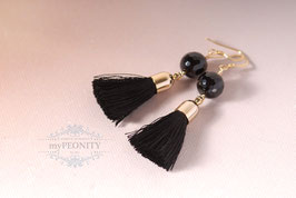 Tassel Quasten schwarzer Onyx Ohrringe