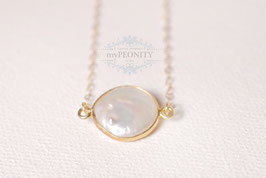 Coin Perlen Anhänger vergoldet, Halskette