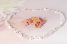 Gefädelte Rosenquarz Edelstein Halskette