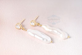 Biwa Süßwasser Perlen, Zirkonia Ohrringe