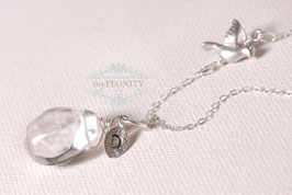 Vogel Bergkristall, 925 Silber Kette