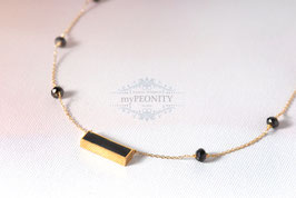 Onyx Edelstein schwarzer Crystal Halskette