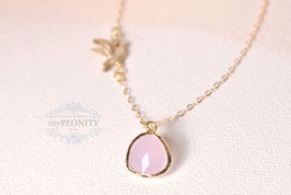 Taube und rosa Glas Anhänger, Halskette