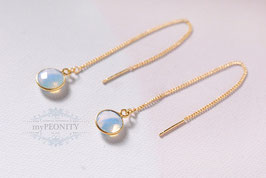 Einfädler Opalit Ohrringe mit Kettchen