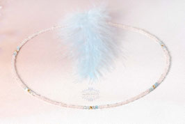 Sehr zierliche Rosenquarz-Aquamarin Halskette