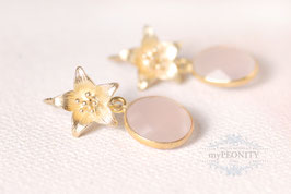 Blumen Ohrringe mit rosa Chalzedon