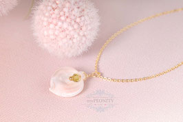 Rosa Perlmutt Blüten Anhänger, Halskette