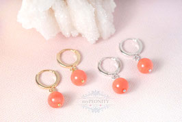 Kleine Korallen mini Kreolen Ohrringe