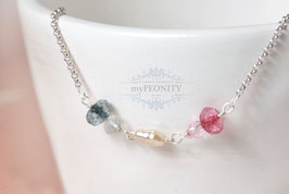 Pastell Kristalle, Sterlingsilber oder vergoldete Kette