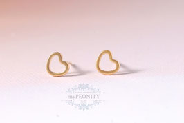 Kleine vergoldete Herz Ohrstecker