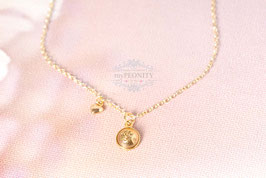 Gold Quarz Druse mit Herz, zierliche Halkette