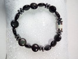 Armband aus Halbedelsteinen Obsidian und Hämatit