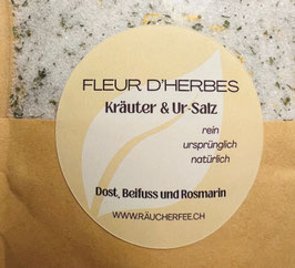 Kräutersalz "Fleur d'herbes" mit Beifuss, Rosmarin und Dost (55g)