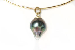Tahiti-Perl-Anhänger, barocke Form, Gold-Aufhängung