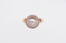 Perl-Ring aus 750'°°° Roségold mit Rosé-Perle und Brillanten (Classic-Deluxe-Collection)