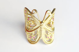 Schmetterling-Ring 750 Gelbgold mit Brillanten und Rubinen Butterfly - Collection