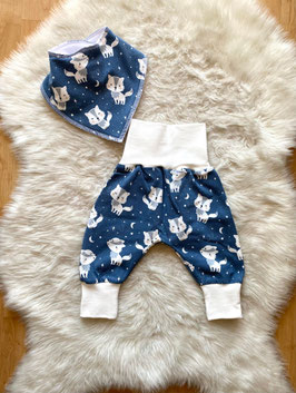 Sarouels loups fond bleu
