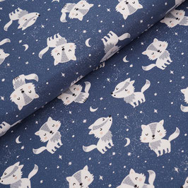 Pull à capuche petits loups bleu