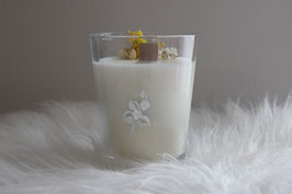 Bougies - Parfum muffin bananes - motif fleur argentée