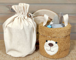 PANIÈRE NOMADE Ours Noisette + pochon cadeau en coton
