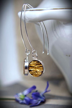 Ohrhänger aus altem Eichenholz mit Blattgold und 925 Silber