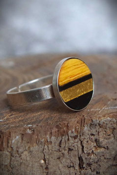 Grenadill-Ring aus 925 Silber mit Blattgold – verstellbar