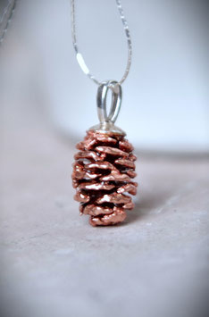 Naturschmuck Unikat-Kette aus echte Erlenzapfen und Kupfer