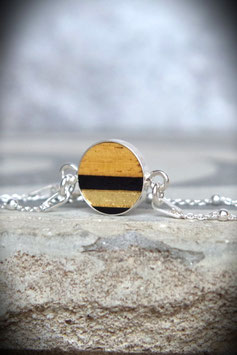 Armband aus Grenadill mit Blattgold – verstellbar & handgemacht
