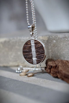 Anhänger aus Fachwerk-Eiche mit Platin-Inlay (Ø 20 mm)
