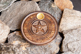 Stäbchen- und Kegelhalter Pentagramm aus Holz, Ø 10 cm