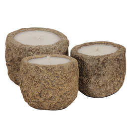 Caribische korte kaars in keramieke pot, small medum of large