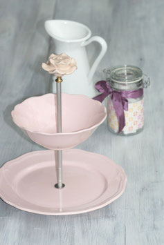 Etagère 2-stöckig, Nr. 37, rosa mit Puderrose