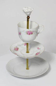 Etagère Nr. 1604, weiss mit Rosen