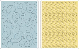 Sizzix Embossing Folders, "Swirls&Squares in Ovals Set"