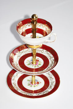 Etagère Nr. 33, rot mit Blumen