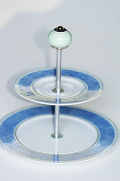 Etagère Nr. 40, zweistöckig, hellgrün und blau