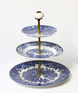 Etagère Nr. 1614, 3-stöckig, blaue Blumenmuster