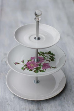 Etagère Nr. 150, 3-stöckige Etagère mit Blumenmuster