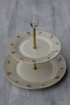 Etagère Nr. 153, 2-stöckige Etagère mit Blumenmuster