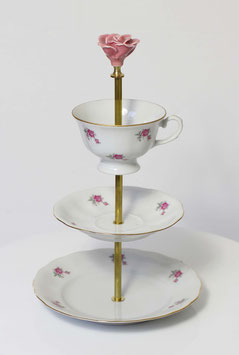 Etagère Nr. 1610, 3-stöckig mit Blümchen