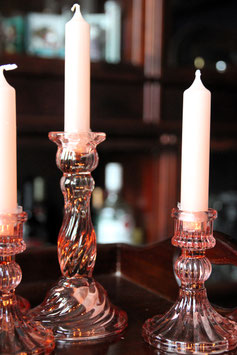 Glas kandelaar roze S